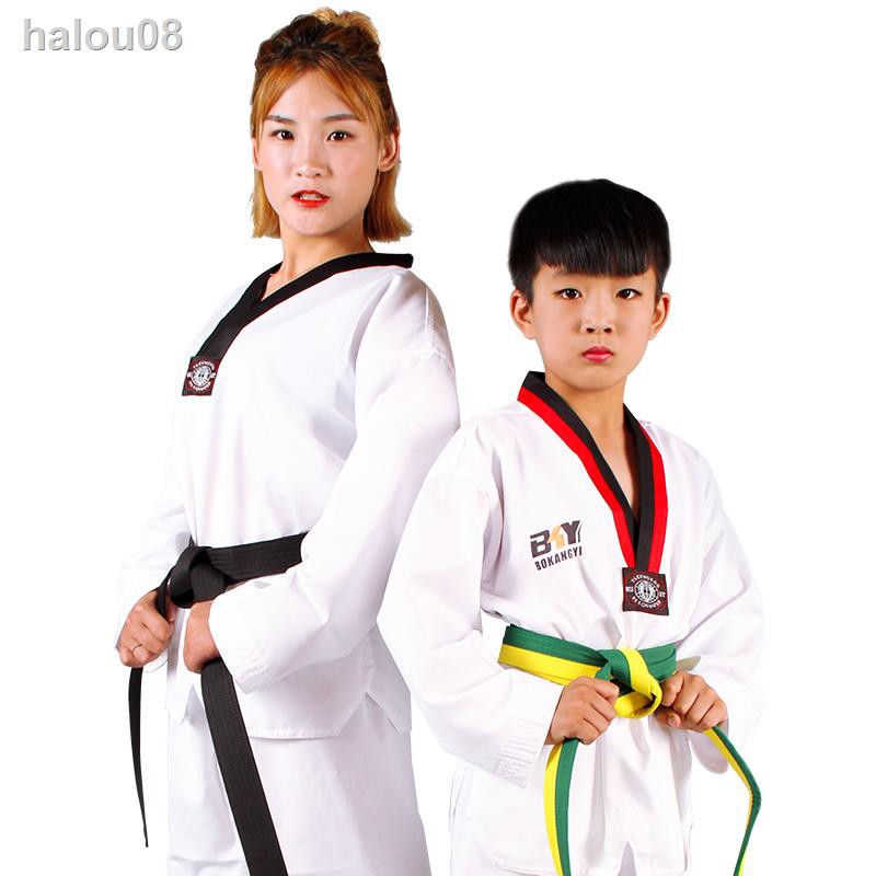 Bộ Đồ Tập Võ Taekwondo Tay Dài Chất Liệu Cotton Cho Người Lớn Và Trẻ Em