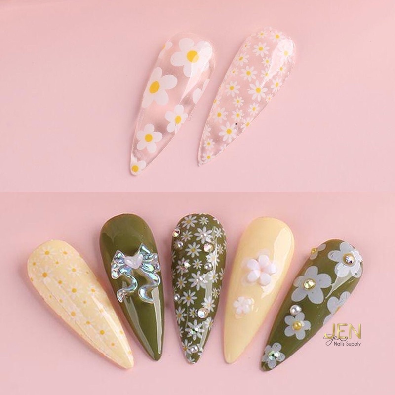 Foil dán móng hình hoa cúc 10 tấm