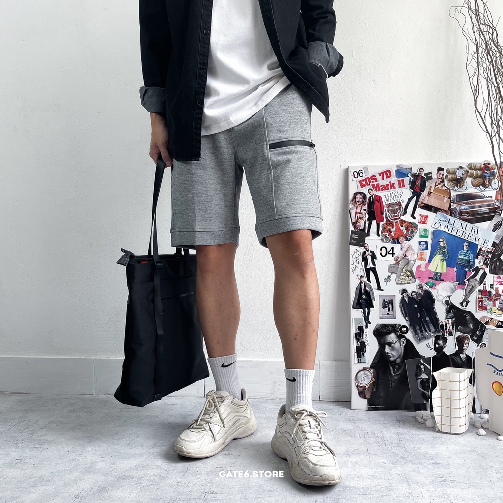 Quần Short Nam ZR vải nỉ mềm interlock, quần sooc dáng trên gối túi zip cá tính GATE6 - #4770