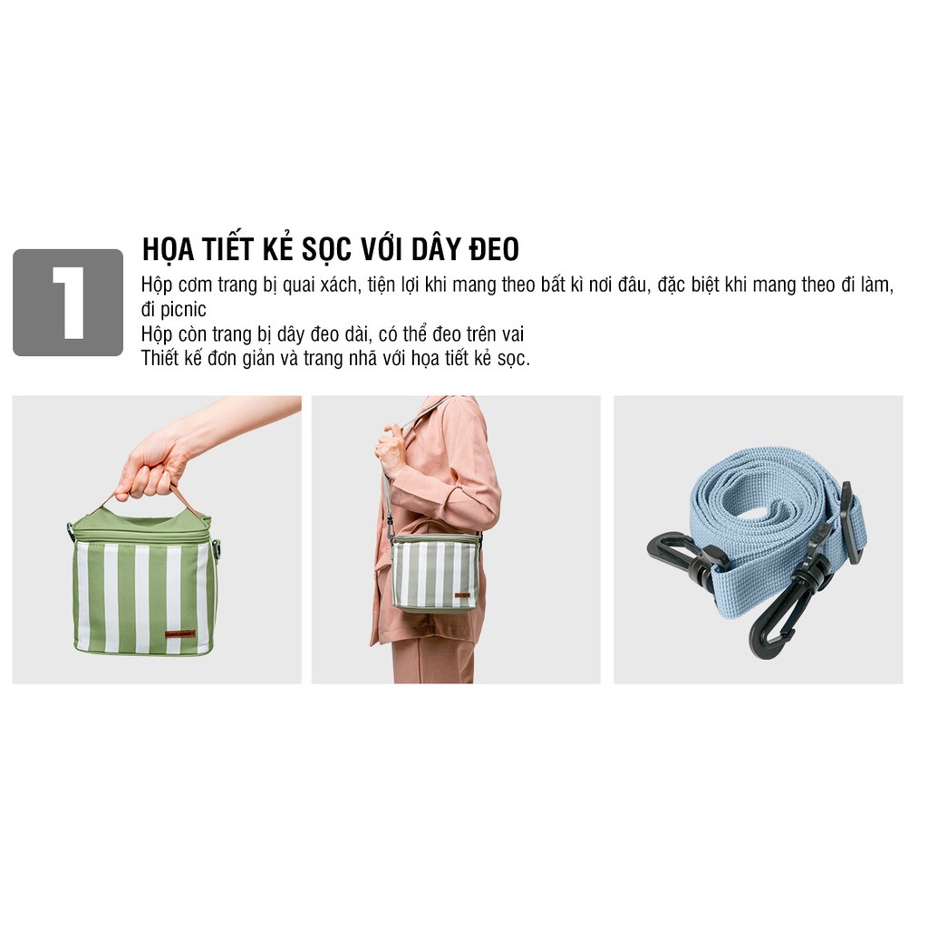 Bộ túi hộp cơm thủy tinh Lock&amp;Lock 3EA LLG428S2 - Hàng Chính Hãng (Xám/Xanh Blue/Xanh Lá)