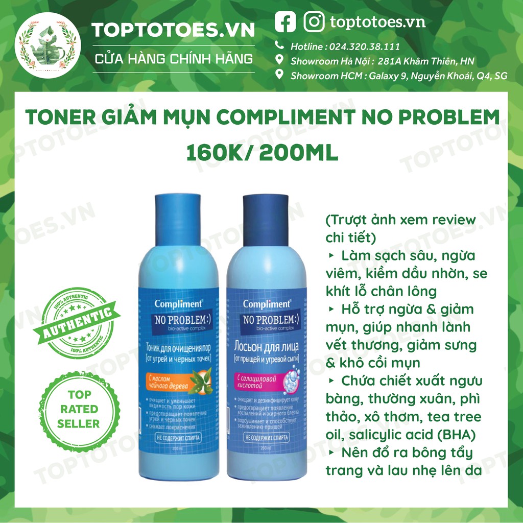 [Mã SKAMPUSH8 giảm 10% đơn 200K] Toner Compliment No Problem làm sạch sâu, kiềm dầu, giảm viêm, giảm mụn