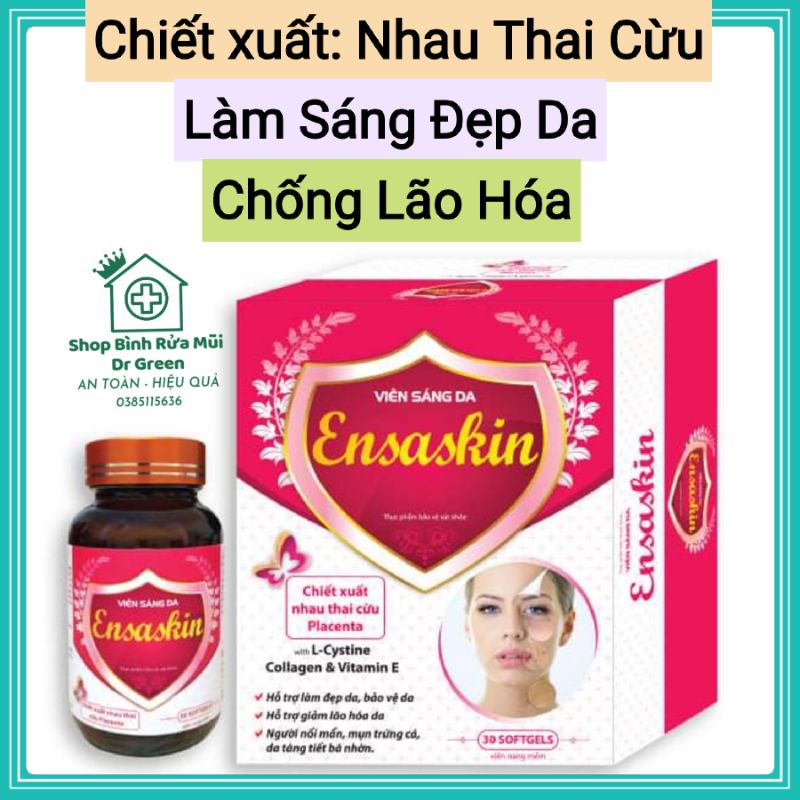 Viên Sáng Da Ensaskin Chiết Xuất Nhau Thai Cừu Hộp 30 Viên