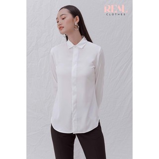 Sơ mi công sở cổ mềm lụa trắng_REAL