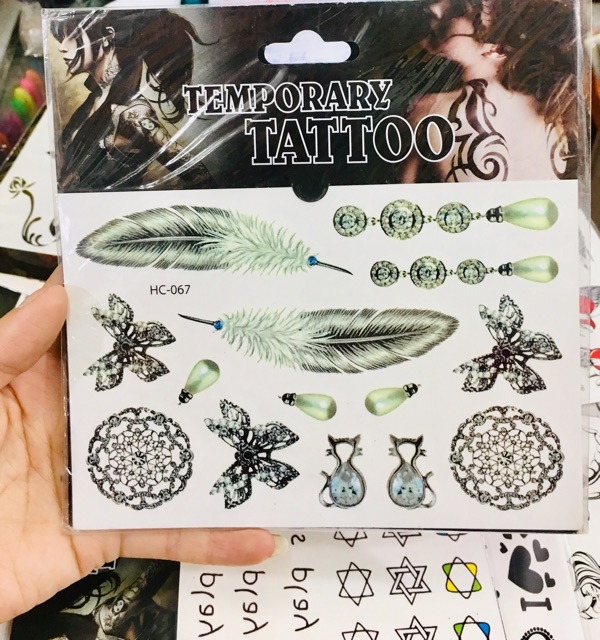 Xăm dán tattoo combo 5 bảng mẫu ngẫu nhiên