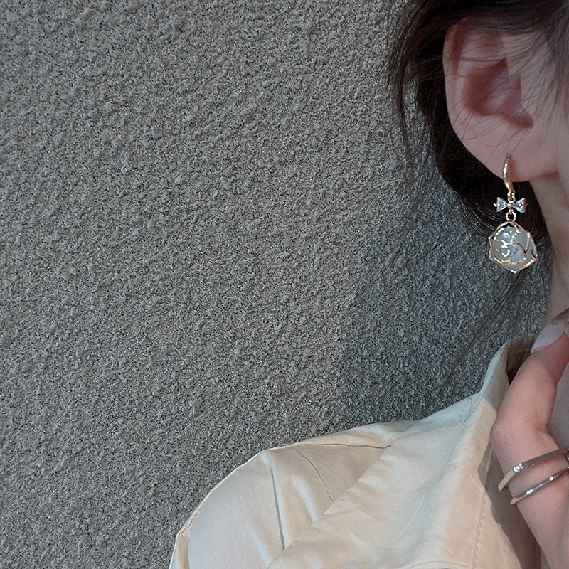 Bông Tai Mạ Bạc 925 Đính Ngọc Trai Cao Cấp Phong Cách Retro