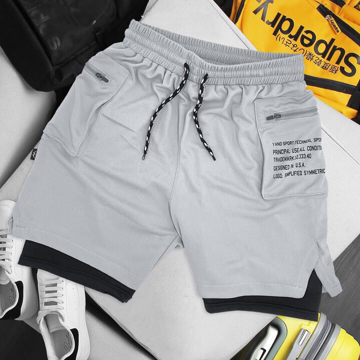 Quần tập gym nam 2 lớp có túi STTK01 quần thể thao nam ngắn cao cấp chất đẹp | BigBuy360 - bigbuy360.vn