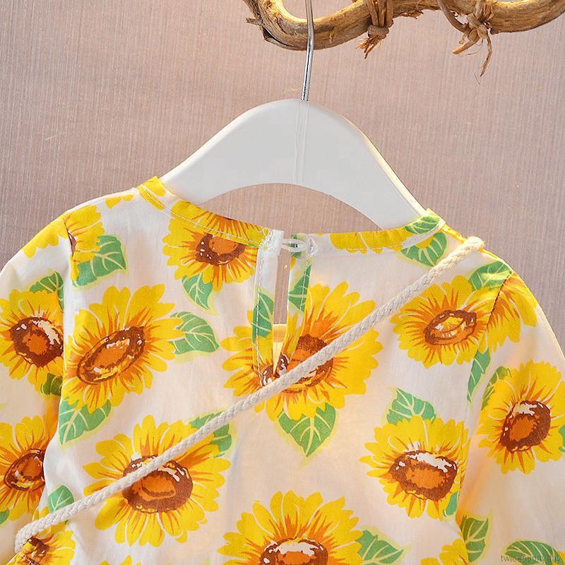 Đầm Hoa Tay Dài Xinh Xắn Dành Cho Bé Gái