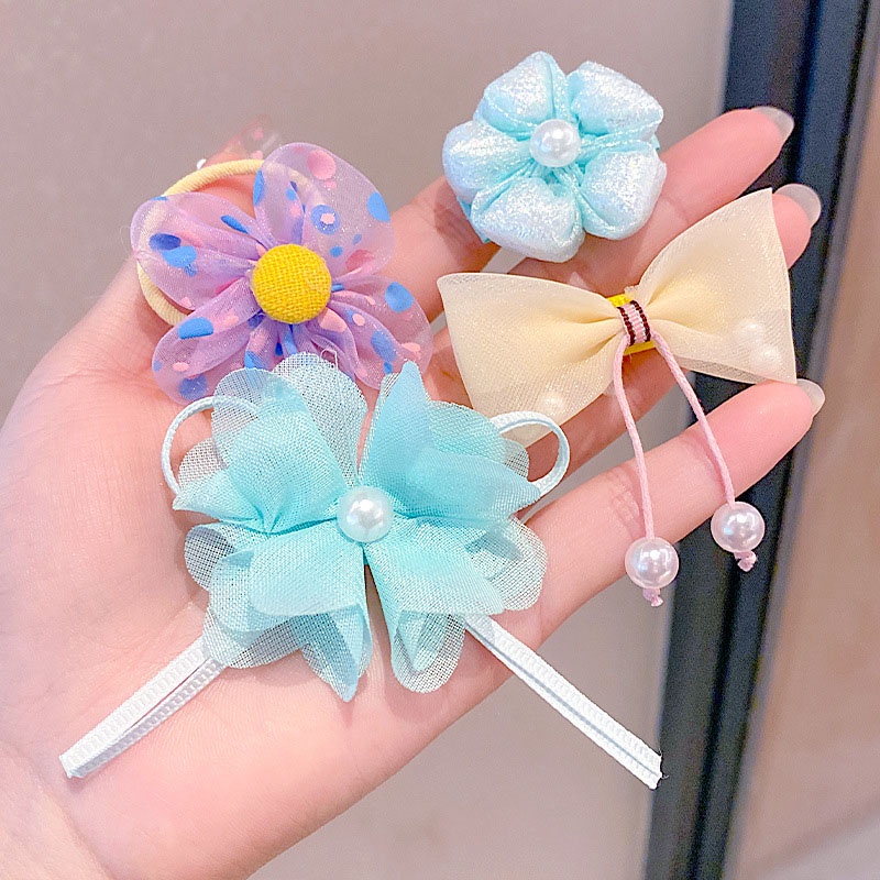 Set 10 Kẹp Tóc Nơ Phối Lưới Nhiều Màu Dễ Thương Dành Cho Bé Gái