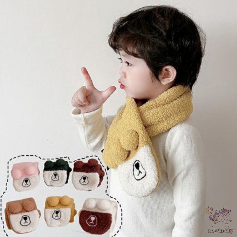 Khăn choàng cổ thiết kế hoạt hình ấm áp phong cách Hàn Quốc thời trang mùa đông xinh xắn dành cho trẻ em