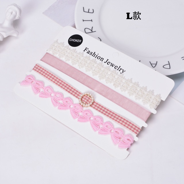 Set choker trắng hồng xinh iu 🌸