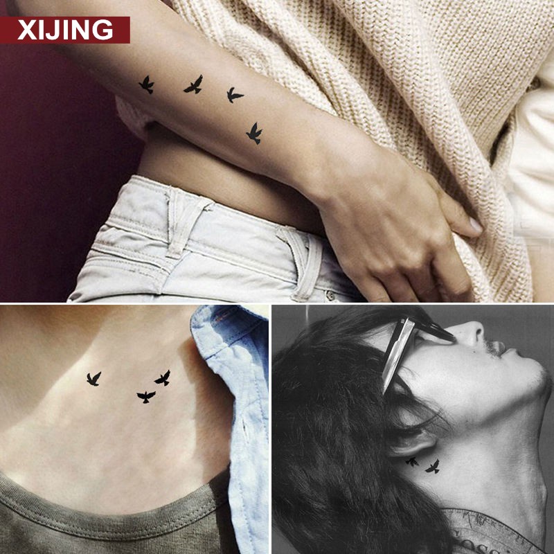 【COD】Bộ 2 miếng hình xăm dán tạm thời chống nước tháo được hình chim quyến rũ cho nữ