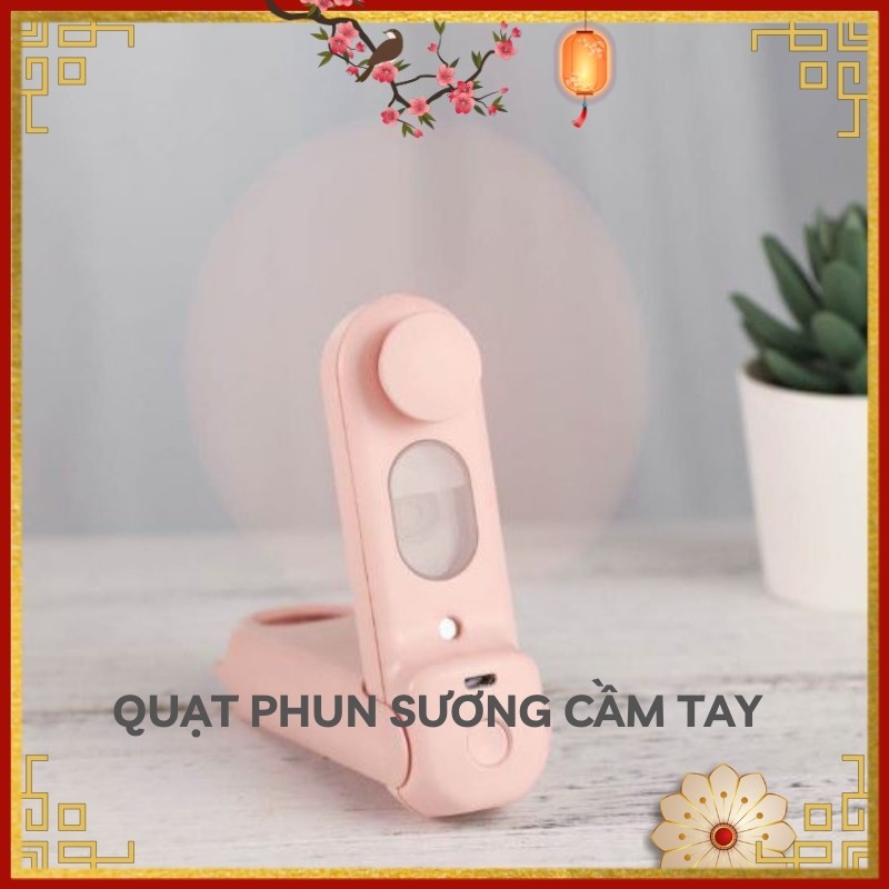 Quạt phun sương cầm tay, quạt để bàn mini tạo độ ẩm có thể gấp gọn, sạc USB