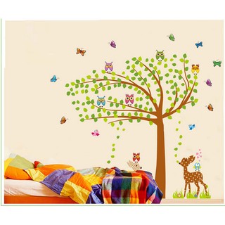 Decal dán tường vườn thú 21 có keo sẵn binbin eb156