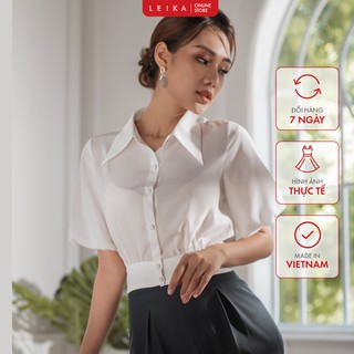 Áo sơ mi nữ tay bom cổ đức LEIKA