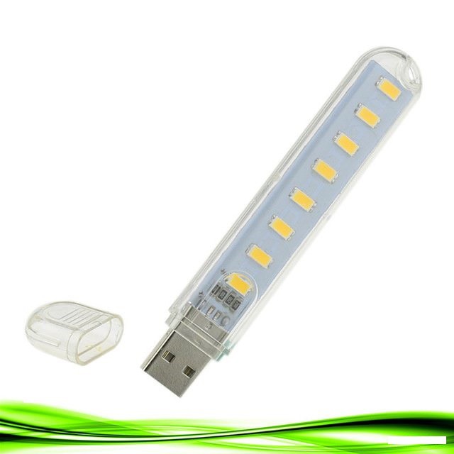 Đèn led 8 bóng cổng USB siêu sáng gắn sạc dự phòng, các loại cốc sạc, máy tính - Dungcugiadinh