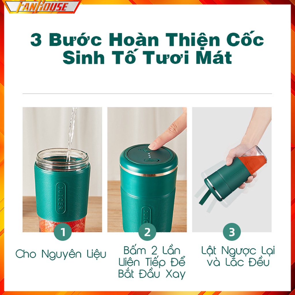 Máy xay sinh tố cầm tay mini đa năng ❤JUICER❤ 4 Lưỡi 3000mah [Loại 1], Bảo hành 6 tháng.