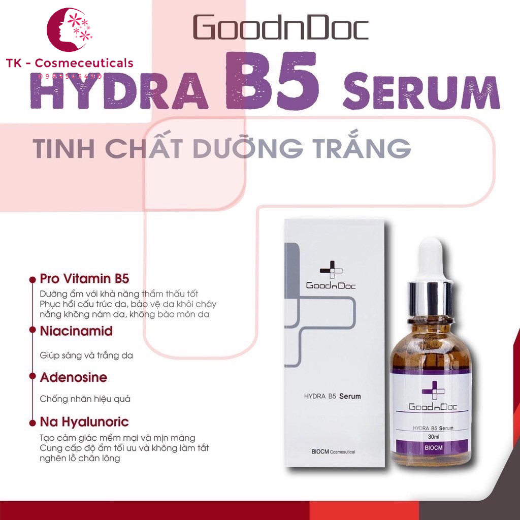 Serum Dưỡng Ẩm GoodnDoc Hydra B5 Trắng Sáng Da, Mờ Thâm Nám, Cấp Nước, Chống Lão Hóa - 30ml