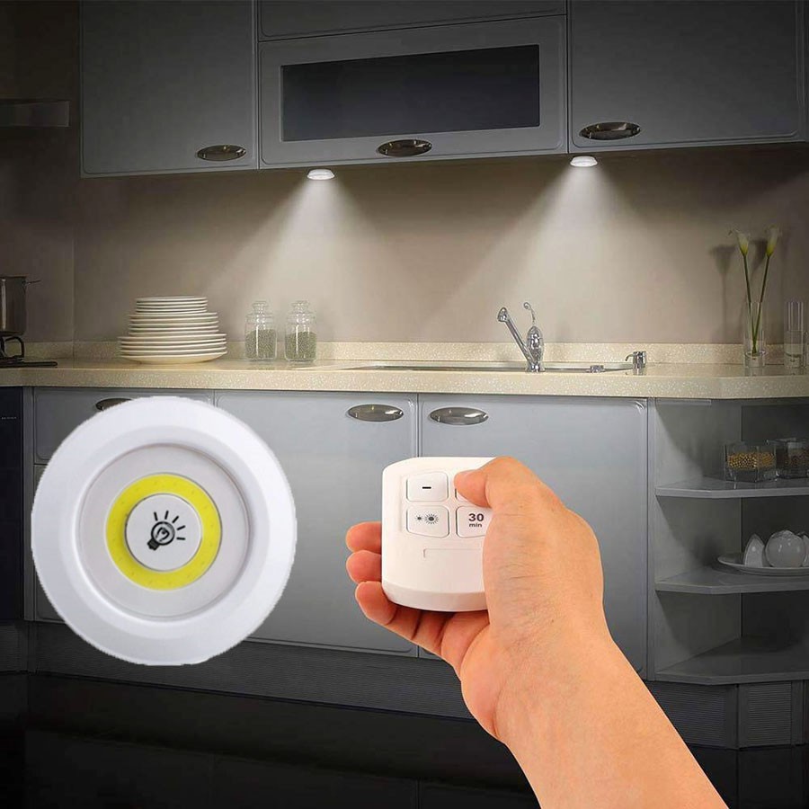 [Xả kho] Bộ 3 đèn led cảm ứng mini thông minh dán tường kèm điều khiển có hẹn giờ