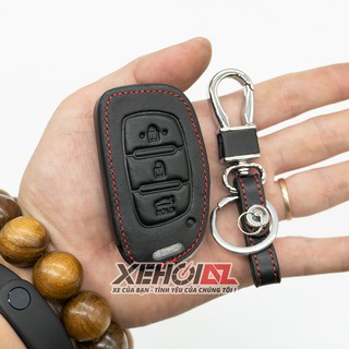 Bao da chìa khóa cho xe Hyundai i10, Tucson, Elantra chìa thông minh - kèm móc khóa
