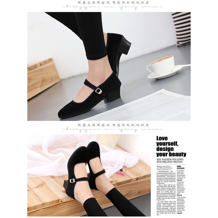 Giày Cao Gót Nhảy Múa Màu Đỏ Đen Phong Cách Tây Tạng Cho Nữ