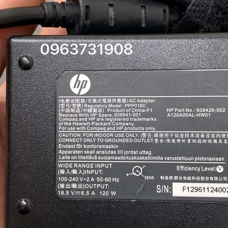 Sạc Laptop HP 18.5V 6.5A 120w dùng cho laptop HP 8540w 8560w 8530p 8540p bản gốc tháo máy