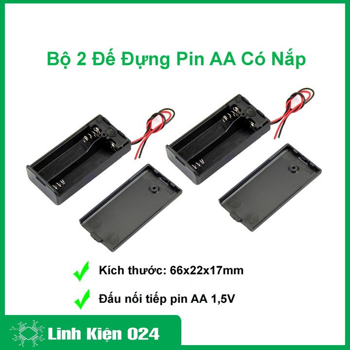 Bộ 2 Đế Pin AA Có Nắp ( Đấu Nối Tiếp ) 2 Pin