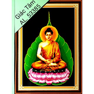 Tranh thêu PHẬT TỔ - 52x73cm - AL.53385 AL53385 - BỔN SƯ THÍCH CA MÂU NI PHẬT LÁ BỒ ĐỀ - tranh thêu chữ thập chưa thêu