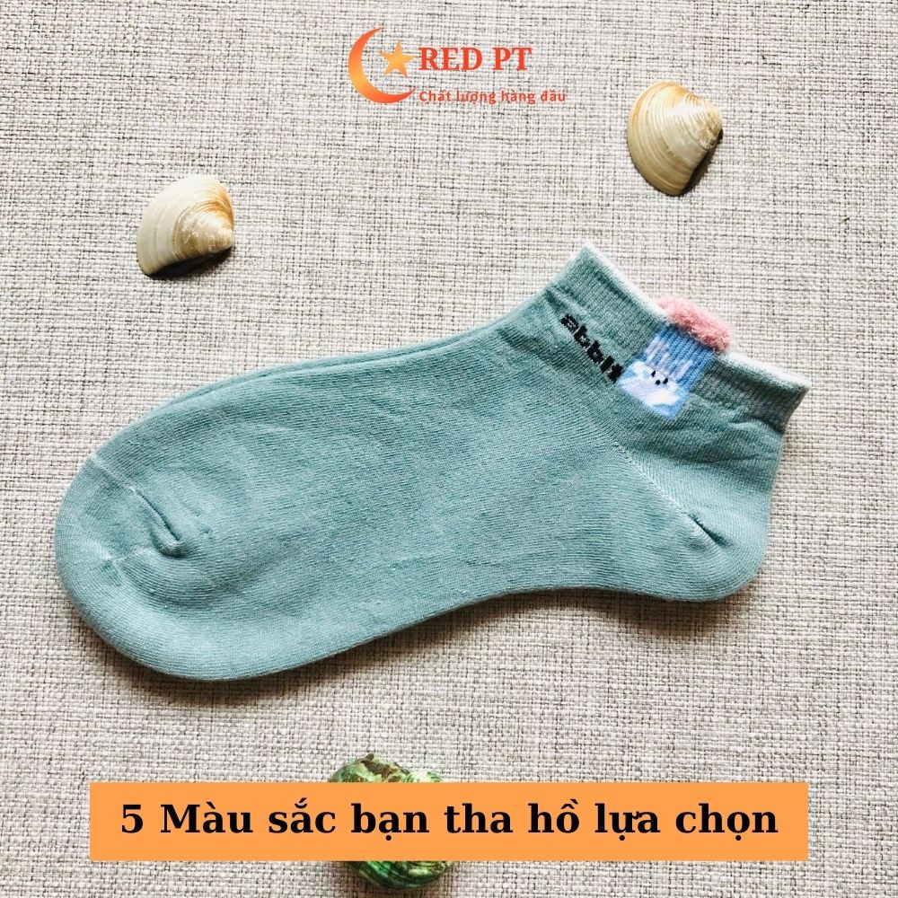 Vớ nữ cổ ngắn, tất nữ xinh hình tai thỏ, set vớ nữ 5 màu