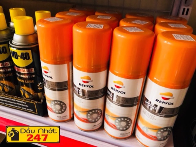 (TẶNG BÀN CHẢI) Chai xịt dưỡng sên/xích Repsol 400ml.