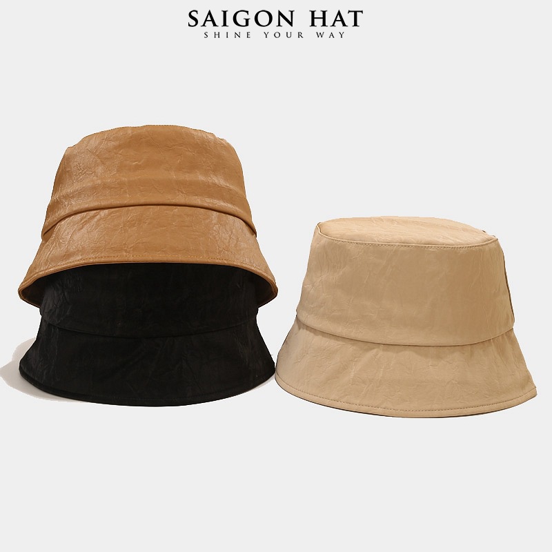 Nón bucket nữ da nhám mũ bucket tai bèo vành cụp ngắn cá tính phong cách phong cách Hàn Quốc SAIGON HAT