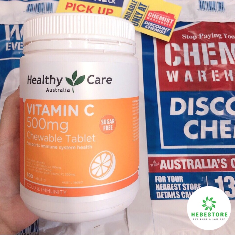 [Hàng chính hãng] Vitamin C Healthy Care 500mg 500 viên Úc, dạng viên nhai tăng cường đề kháng, đẹp da | BigBuy360 - bigbuy360.vn