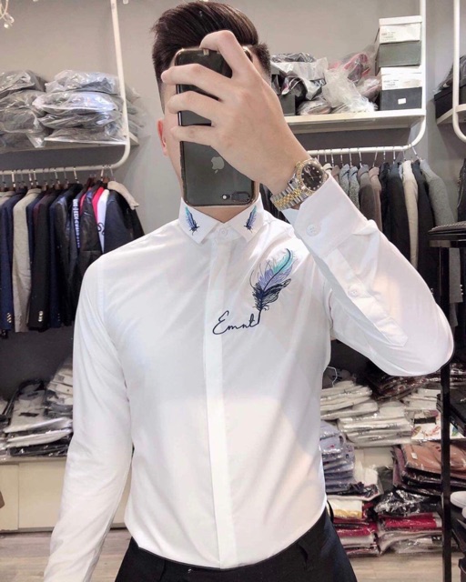 [XẢ KHO 2 NGÀY] Áo sơ mi thêu lông vũ Hàn Quốc Form ôm