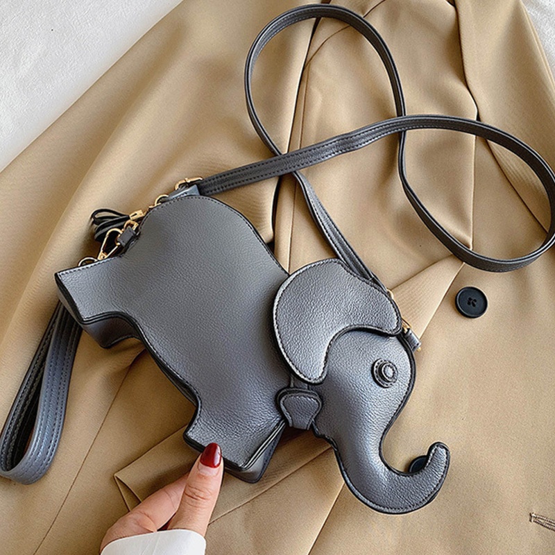 Túi Đeo Chéo Mini Họa Tiết Voi Hoạt Hình Vui Nhộn Sáng Tạo Cho Nữ