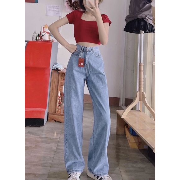 Quần Jean Nữ Ống Rộng Chất Jean Mềm Dày Dặn