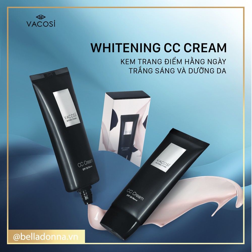 Kem Nền CC Sáng Da Và Hiệu Chỉnh Màu Vacosi Whitening CC Cream SPF 30 PA+++ 60ml