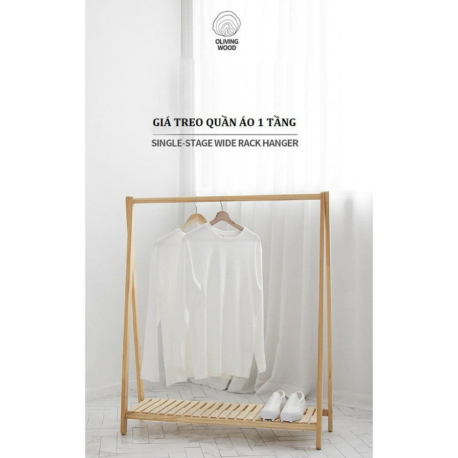 MIỄN SHIP Kệ Treo Quần Áo Chữ A 1 Tầng Bằng Gỗ Nhập Khẩu
