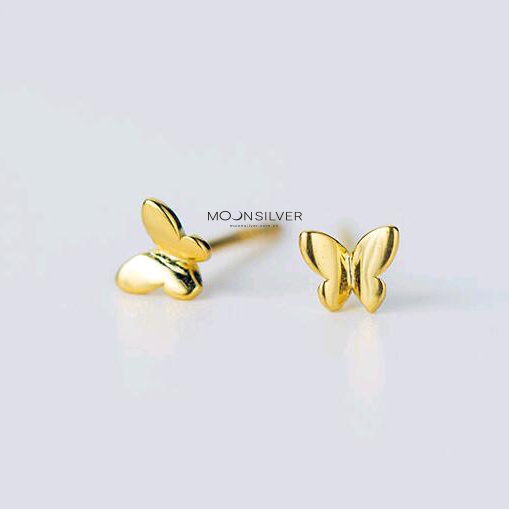 Khuyên tai bạc 925 bông tai bạc nữ nụ hình cánh bướm butterfly đẹp moonsilver