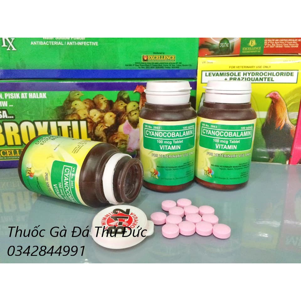 Thuốc Vitamin B12 Formula - tăng nước máu, ăn mạnh cho gà đá.