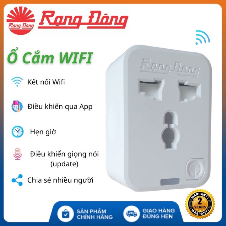 Ổ cắm wifi đơn thông minh điều khiển từ xa chính hãng Rạng Đông Model: OC.01.WF 16A