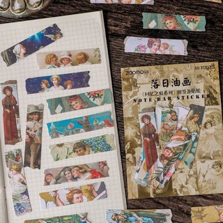 Set 50 sticker vintage art hoa lá, thiên thần, chữ retro nhiều màu phong cách cổ điển trang trí bì thư và sổ tay