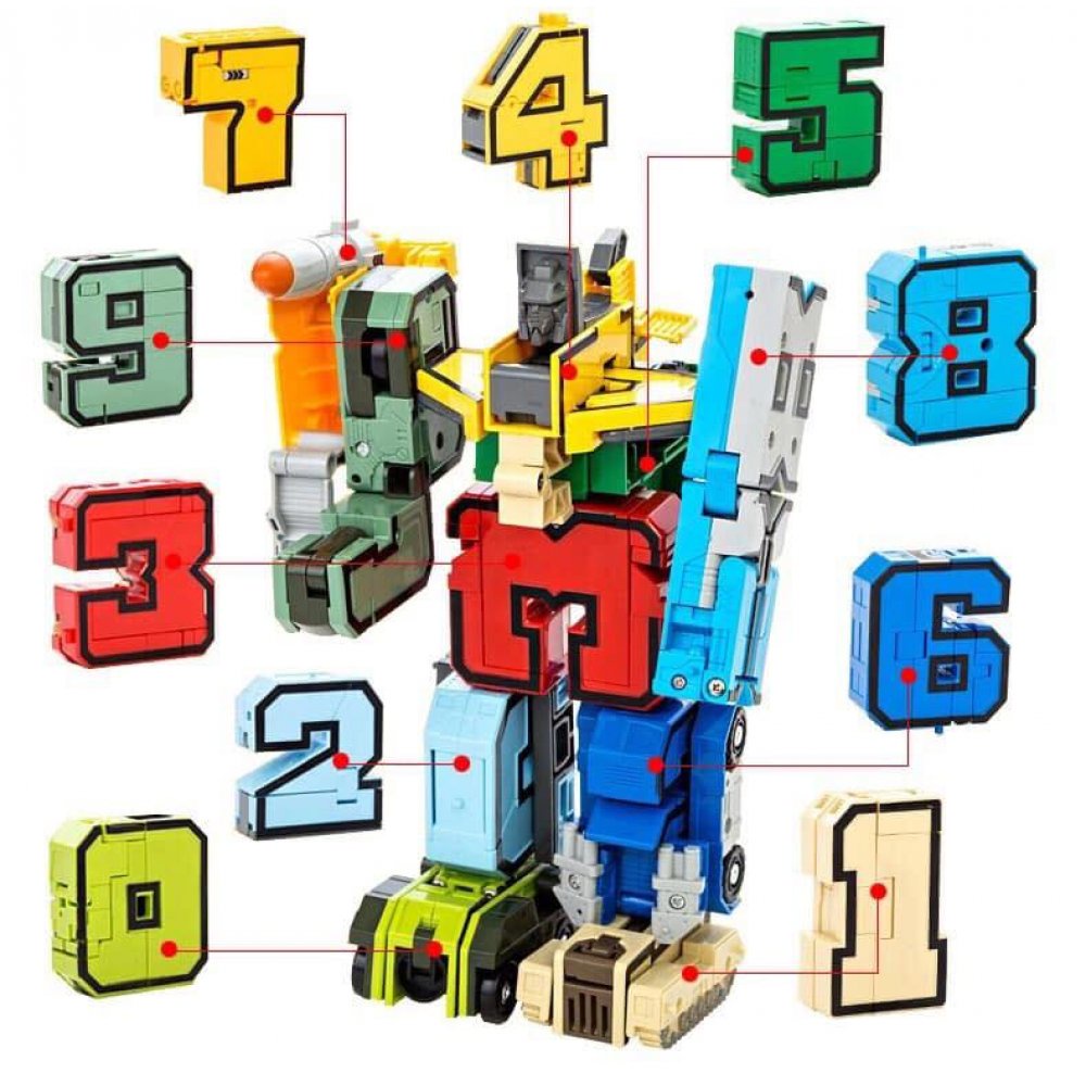 Đồ chơi lắp ráp Robot số và dấu 15 chi tiết size to, Đồ Chơi Robot Biến Hình Kỹ Thuật Số Thông Minh cho bé trai