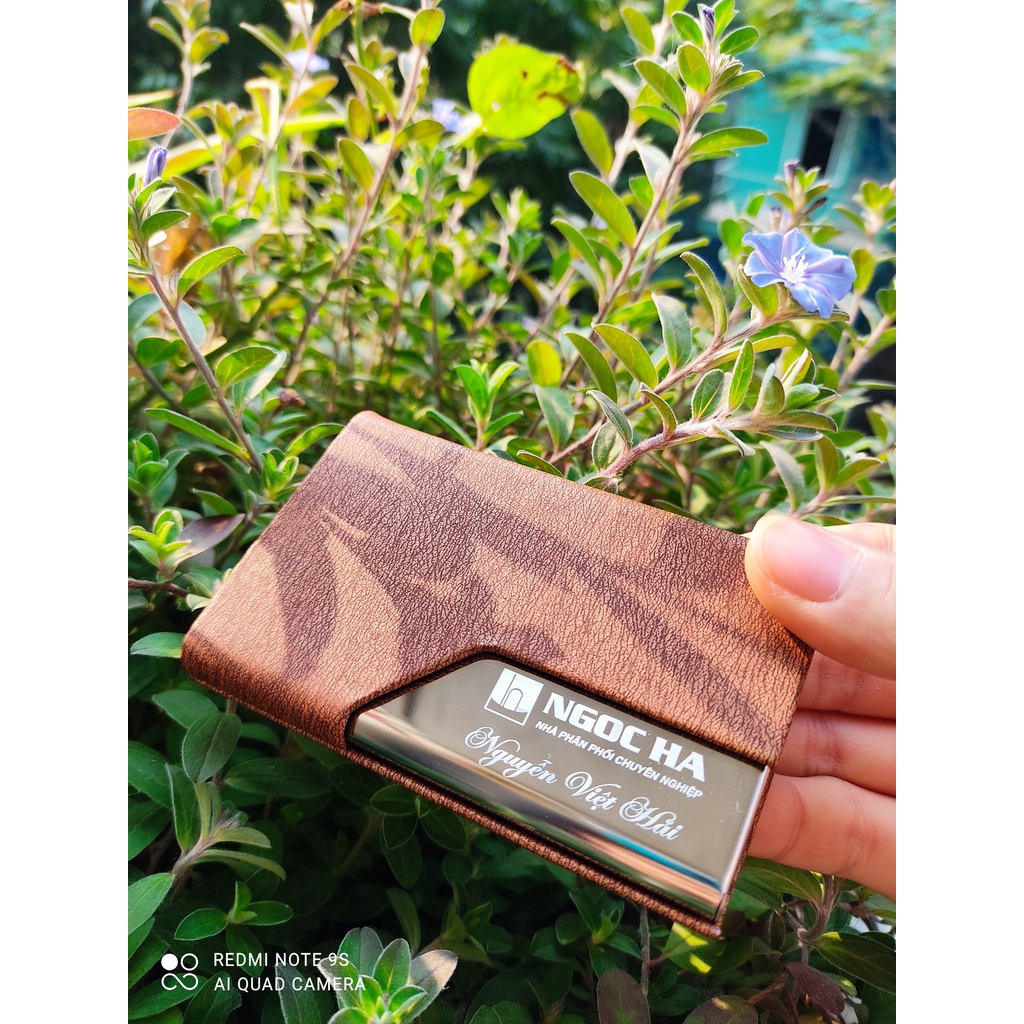 Ví namecard màu nâu sang trọng dành cho nam nữ, bán sẵn mẫu trơn