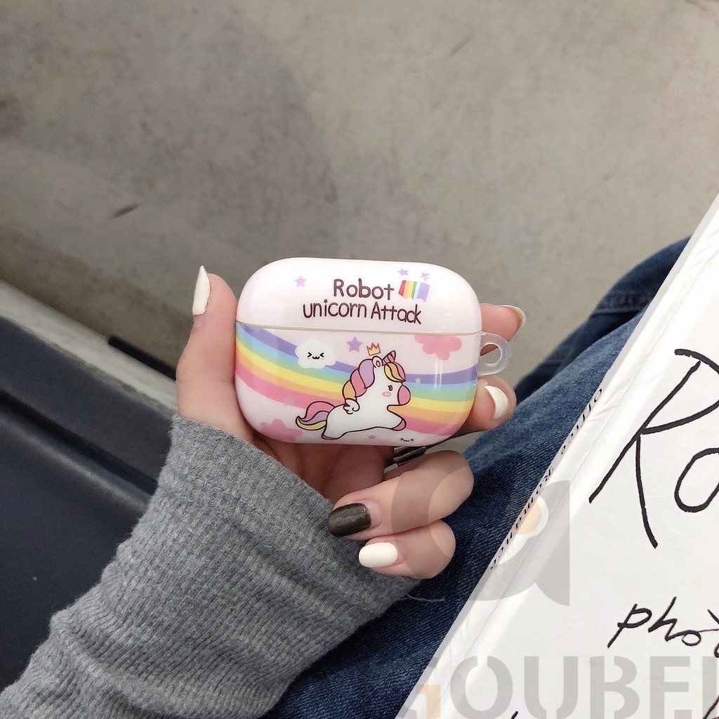 2021 Cartoon Unicorn Hộp đựng tai nghe Rainbow WS Inpods Vỏ bảo vệ AirPods Hộp đựng tai nghe silicone Ốp tai nghe nhét tai i10 i11 i12 i9s Pro 3 Hộp đựng tai nghe với Carabiner miễn phí