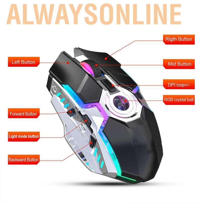 Chuột Gaming Alwaysonline 2.4g Không Dây 7 Nút Bấm Cho Laptop Pc Slk