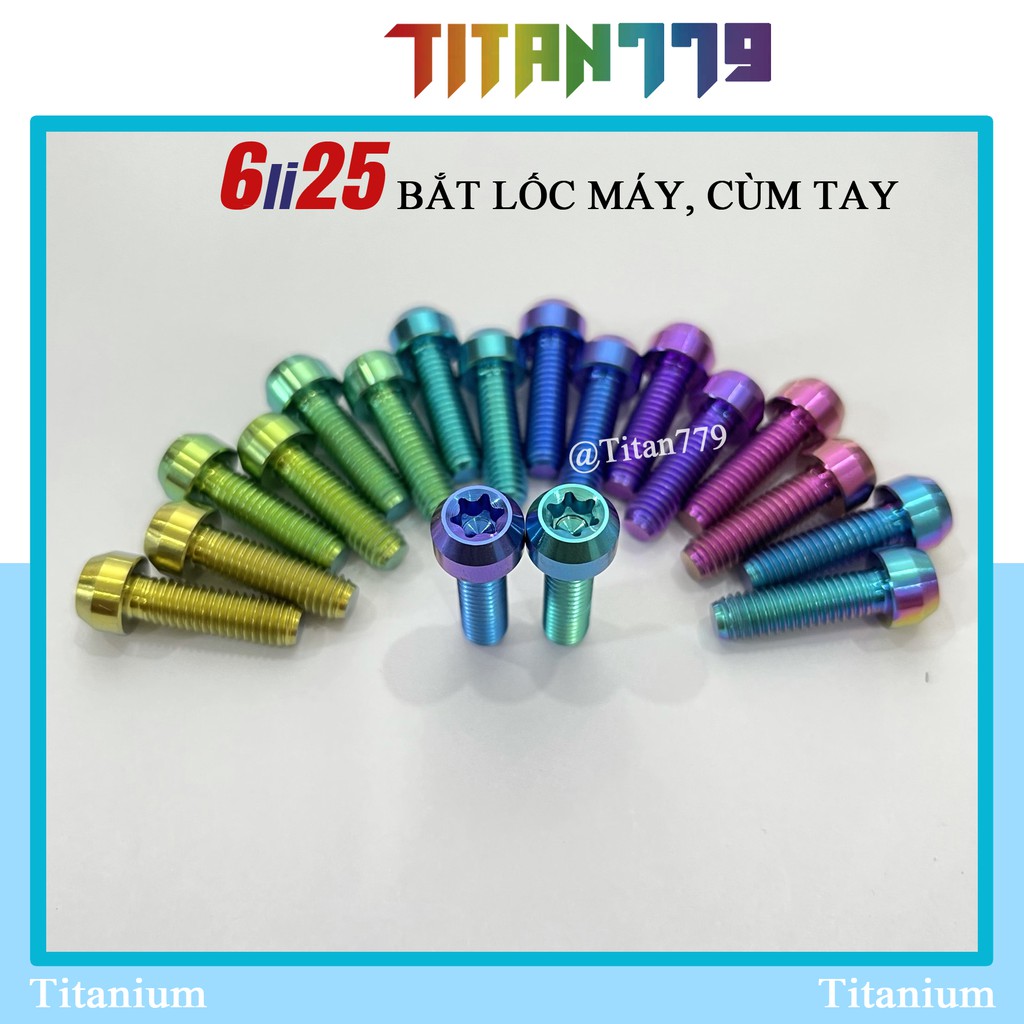 (20) Ốc Titan Gr5 XỊN 6ly 6ly25 6li25 đầu trụ, đầu SALAYA gắn lốc máy, bắt cùm Sonic, Satria Raider, bắt dàn áo baga