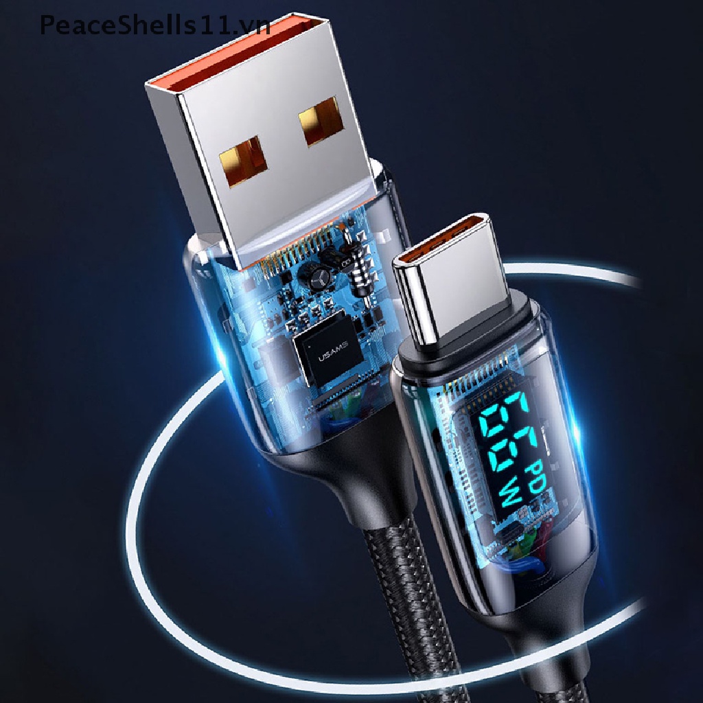 Cáp Sạc Nhanh PD 100W 6A USB Sang Type-c Có Màn Hình LED Cho Điện Thoại