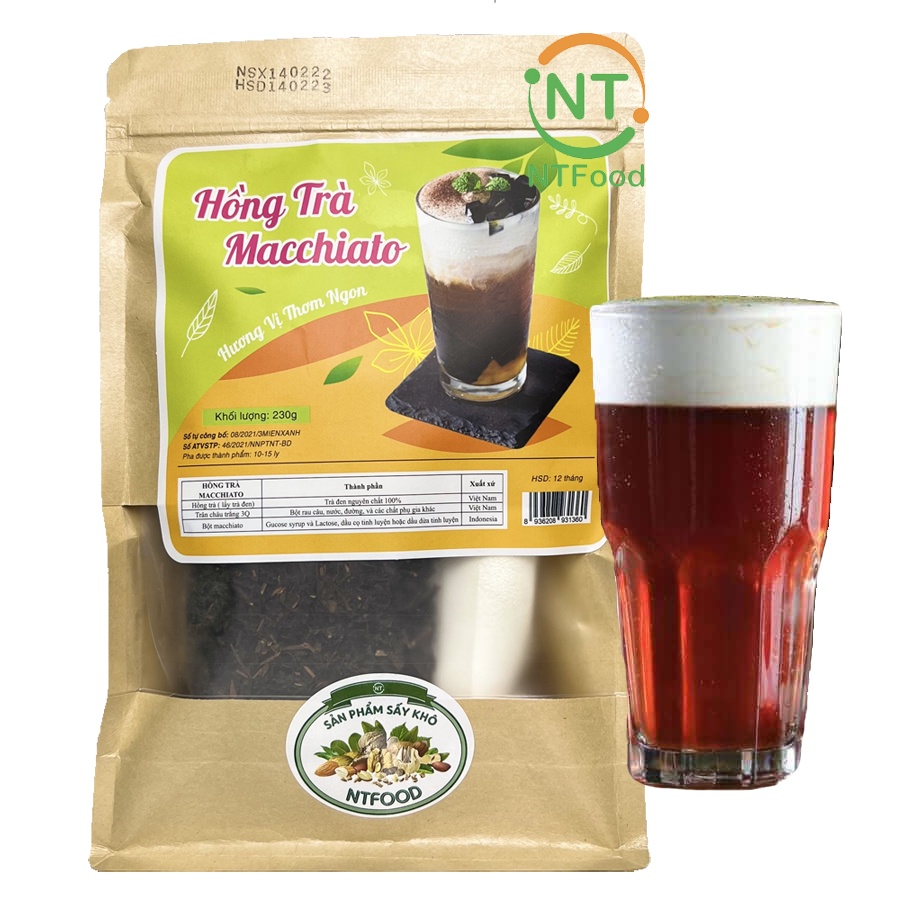 [Mã BMBAU50 giảm 7% đơn 99K] Set nguyên liệu pha Hồng trà Machiato 230g (10 - 15 ly) NTFood - Nhất Tín Food