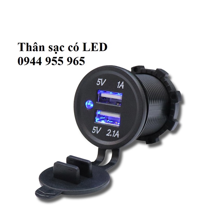 Sạc xe khách USB 3.1A có LED sạc nhanh chuyên dụng ô tô xe khách xe bus limousine nắp cao su chống nước