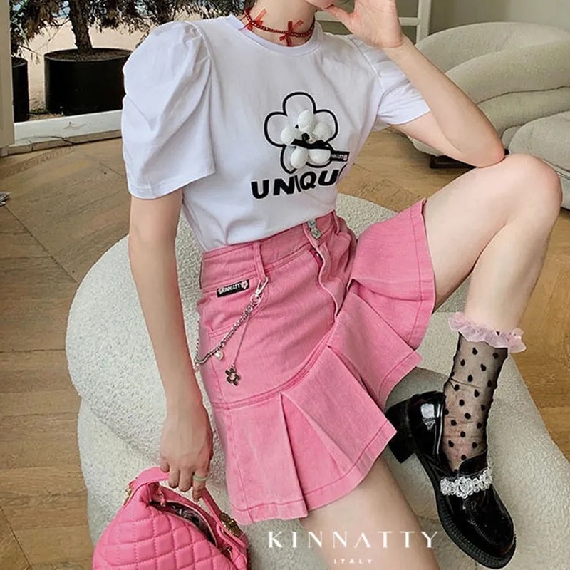 Chân Váy Denim Lưng Cao Thời Trang Dành Cho Nữ