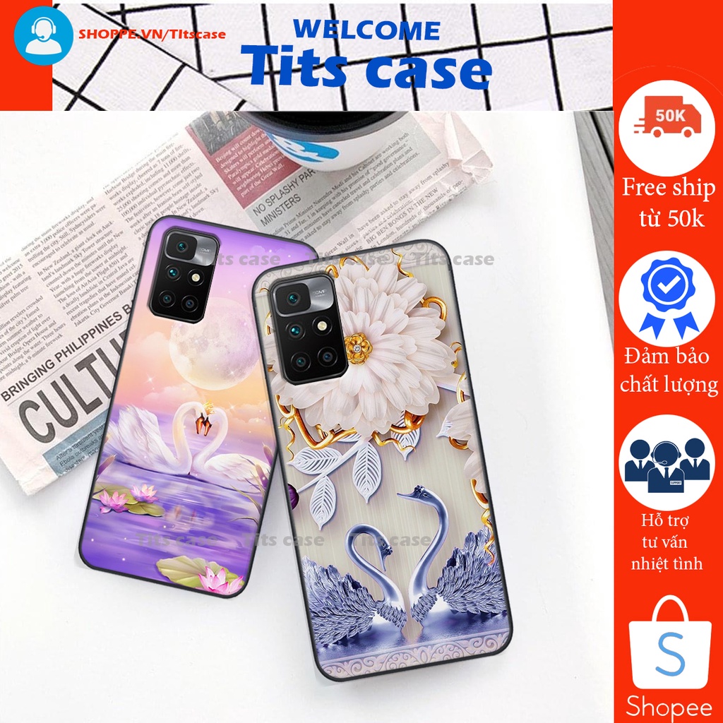 Ốp lưng  Xiaomi REDMI 10 in hình thiên nga,hoa may mắn, đặc sắc ĐỘC - LẠ - BỀN